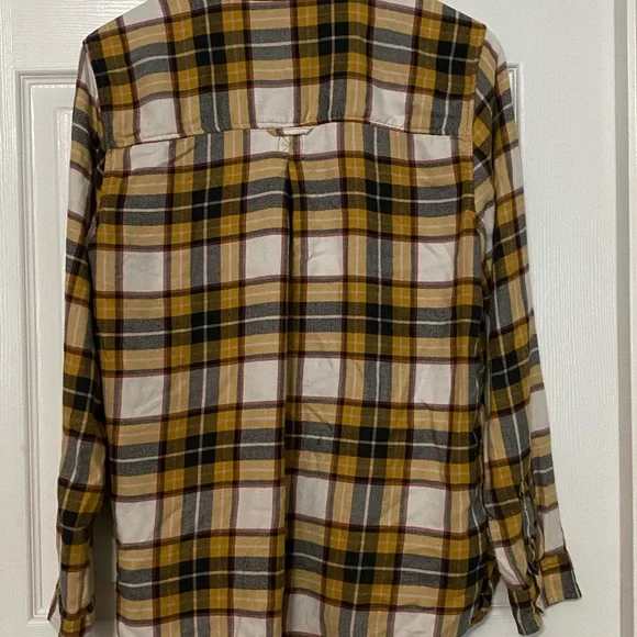 Women's Large American Eagle Outfitters Yellow Plaid Shirt - Picture 2 of 3